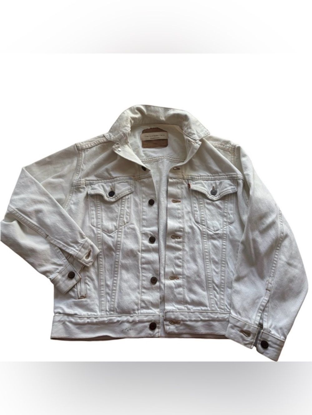 Levi’s THE VINTAGE TWIN White Denim Jacket this garment is recycled Large 16/18